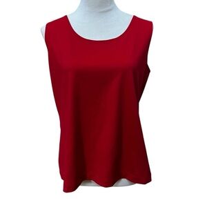 Chico's 3 (US 16/XL) Red Sleeveless Tank Top Shirt Scoop Neck Nylon Spandex